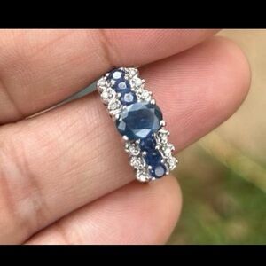 Diamonds and Sapphires White Gold Ring